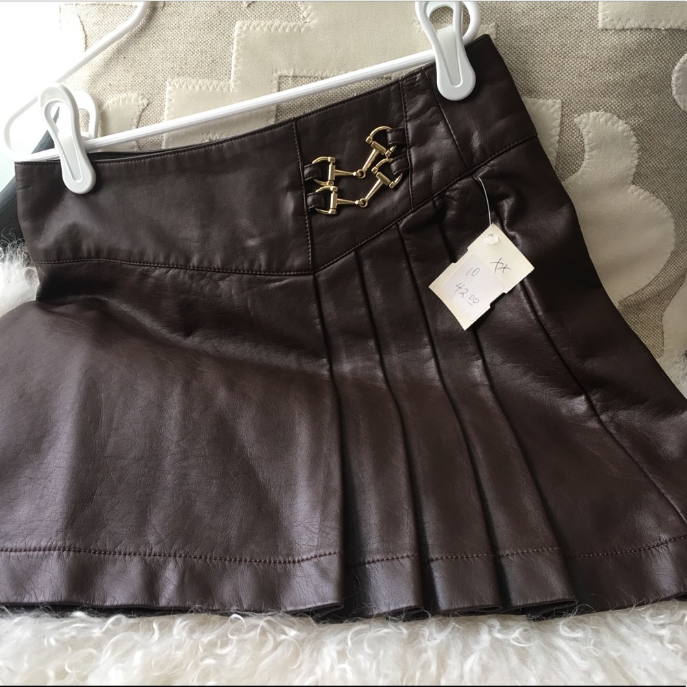 KC Parker Brown Faux Leather Mini Skirt